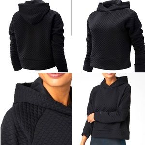 New Balance Heatloft Quilted Cropped Hoodie, Black